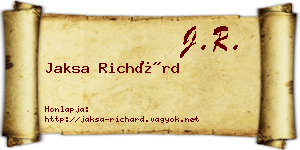 Jaksa Richárd névjegykártya